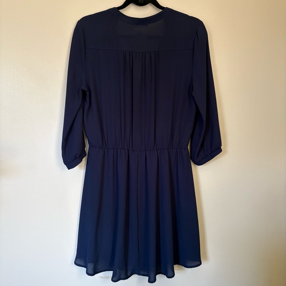 Lush Kendall Blue Faux Wrap Mini Dress Size Medium - Picture 12 of 13